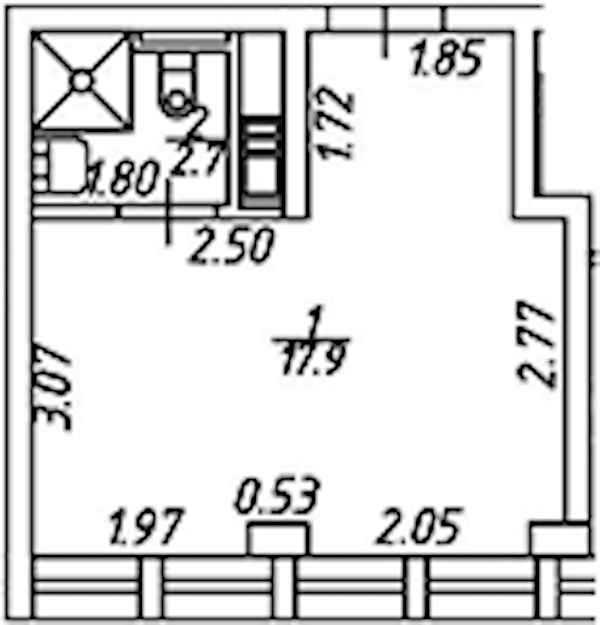 Квартира студия 18.72 м², 5/15 эт., Апарт-отель «Апарт-отель 25-7 Заневский»